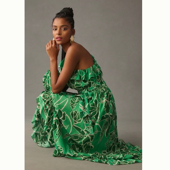 🌿NWT Farm Rio x Anthropologie One-Shoulder Ruffle Dress